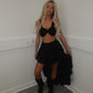 Black Embroidery bralet and high low skirt set