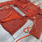 Orange 4 piece bikini and cover up set