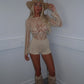 Beige crochet playsuit