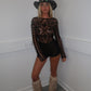 Black crochet playsuit