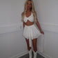 White Embroidery bralet and high low skirt set