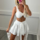 White Embroidery bralet and high low skirt set