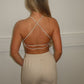 Sculpt beige cross back sports bra