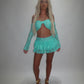 LIMITED EDITION HAND MADE AND DESIGNED IN HOUSE: Blue frilly Rara skirt top and sleeves three piece