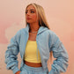 Blue ruched sleeve tracksuit