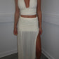 Ivory top and split skirt set