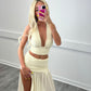 Ivory top and split skirt set