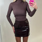 Brown vinyl mini skirt