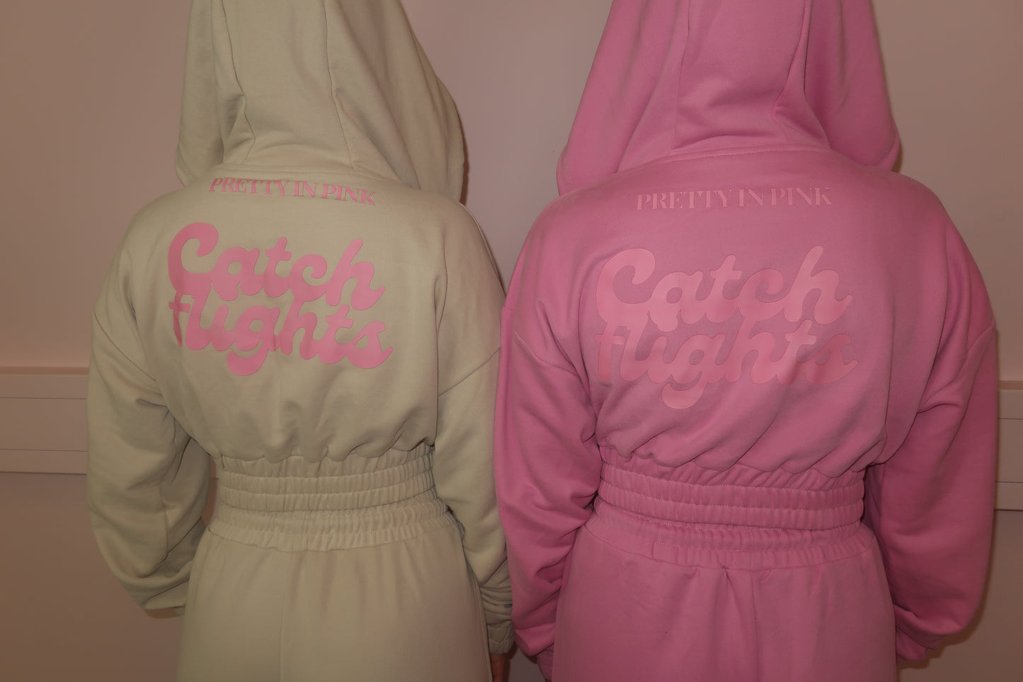 Catch Flights Pink zip up hoodie