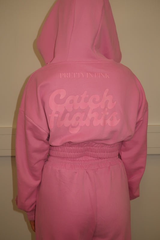 Catch Flights Pink zip up hoodie