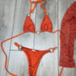 Orange 4 piece bikini and cover up set