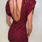 Burgundy Sequin tie back mini dress