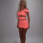LIMITED EDITION HAND MADE AND DESIGNED IN HOUSE: ‘Aries’ coral cut out dress