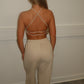 Sculpt beige cross back sports bra