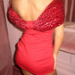 Sequins bow red mini dress