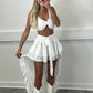 White Embroidery bralet and high low skirt set