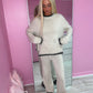 Contrast knitted jumper and wide leg trouser set