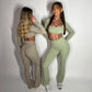 GYM GIRL ERA EXCLUSIVE Olive Sculpt flared trousers