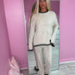 Contrast knitted jumper and wide leg trouser set