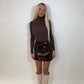 Brown vinyl mini skirt