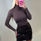 Brown vinyl mini skirt