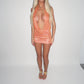 LIMITED EDITION HANDMADE & DESIGNED IN HOUSE: Orange sparkly plunge dress