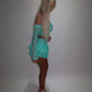 LIMITED EDITION HAND MADE AND DESIGNED IN HOUSE: Blue frilly Rara skirt top and sleeves three piece