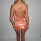 LIMITED EDITION HANDMADE & DESIGNED IN HOUSE: Orange sparkly plunge dress