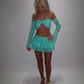 LIMITED EDITION HAND MADE AND DESIGNED IN HOUSE: Blue frilly Rara skirt top and sleeves three piece