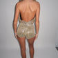 LIMITED EDITION HANDMADE & DESIGNED IN HOUSE: Gold sparkly plunge playsuit