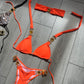 Neon orange bikini top and head band