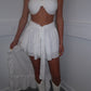 White Embroidery bralet and high low skirt set