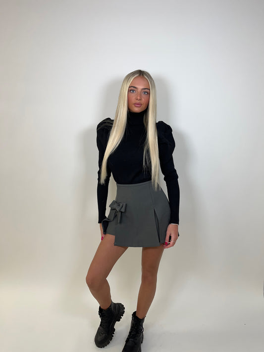 Grey Bow front tailored skirt