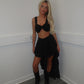 Black Embroidery bralet and high low skirt set