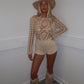 Beige crochet playsuit