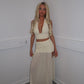 Ivory top and split skirt set