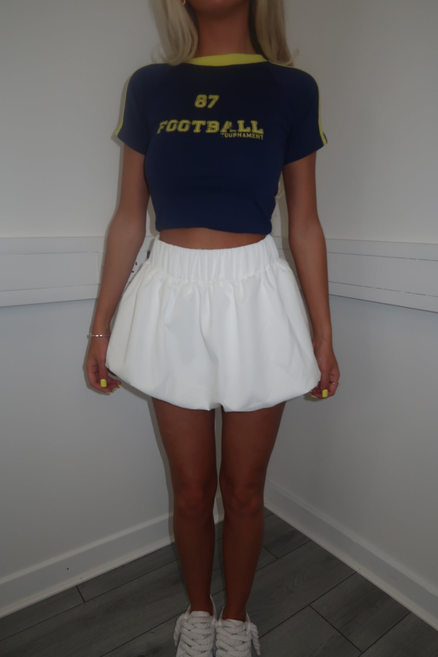 White puff skirt