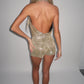 LIMITED EDITION HANDMADE & DESIGNED IN HOUSE: Gold sparkly plunge playsuit