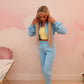 Blue ruched sleeve tracksuit