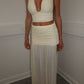 Ivory top and split skirt set