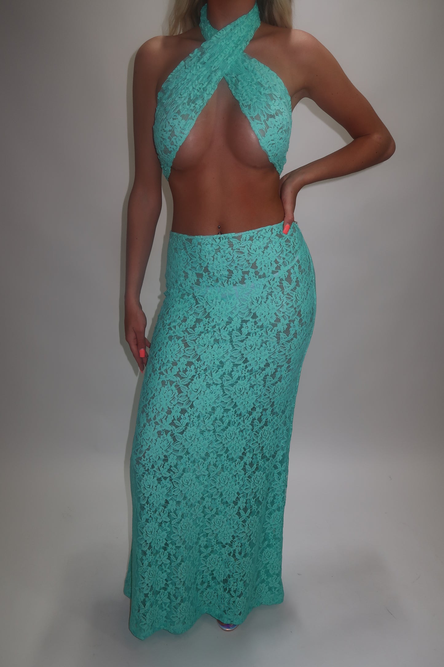 LIMITED EDITION HAND MADE AND DESIGNED IN HOUSE: ‘Ariel’ multi-way top and maxi skirt co-odd
