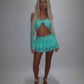 LIMITED EDITION HAND MADE AND DESIGNED IN HOUSE: Blue frilly Rara skirt top and sleeves three piece