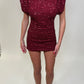 Burgundy Sequin tie back mini dress