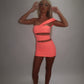 LIMITED EDITION HAND MADE AND DESIGNED IN HOUSE: ‘Aries’ coral cut out dress