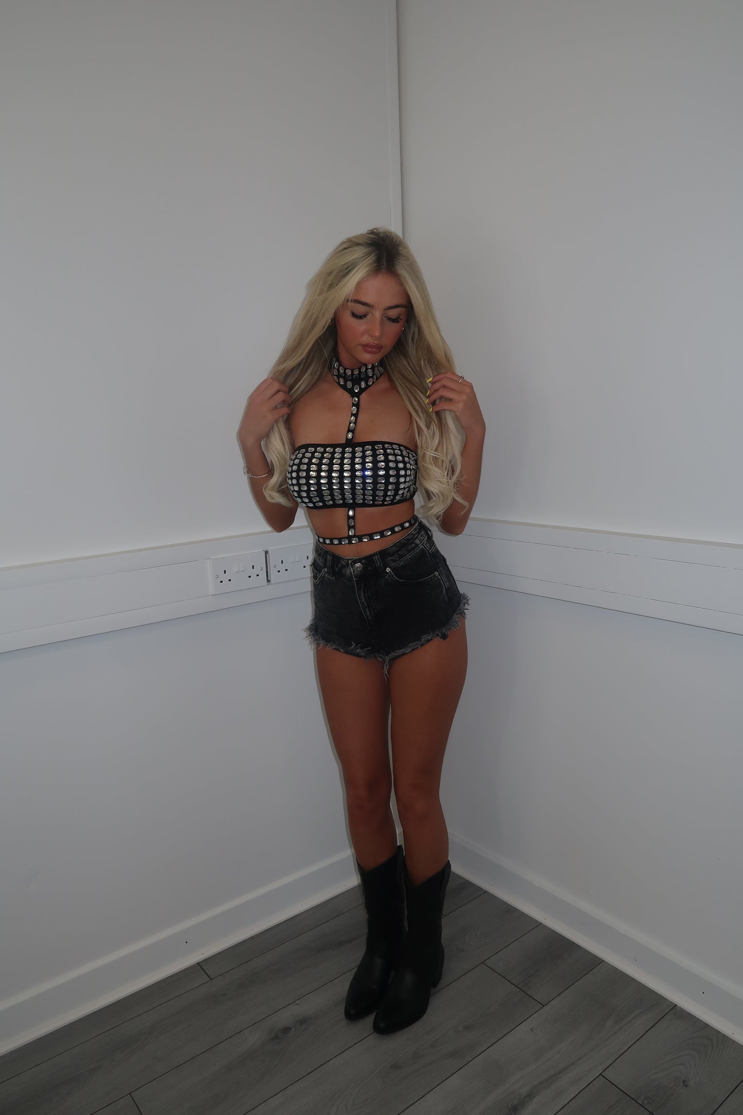 Black rhinestone top