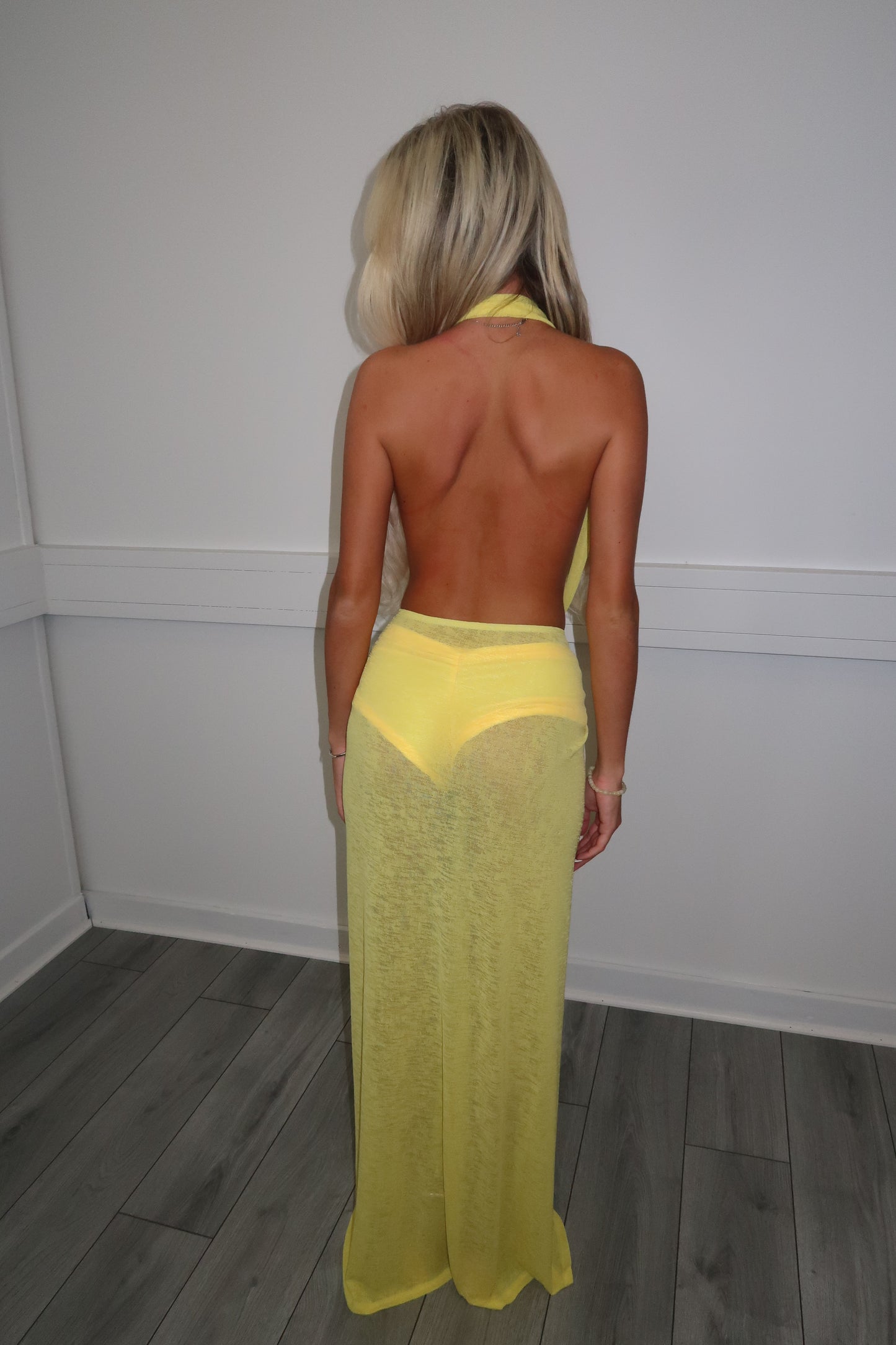 Yellow plunge dress