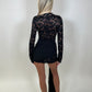 Black lace drape mini dress