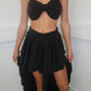 Black Embroidery bralet and high low skirt set