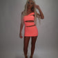 LIMITED EDITION HAND MADE AND DESIGNED IN HOUSE: ‘Aries’ coral cut out dress