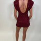 Burgundy Sequin tie back mini dress